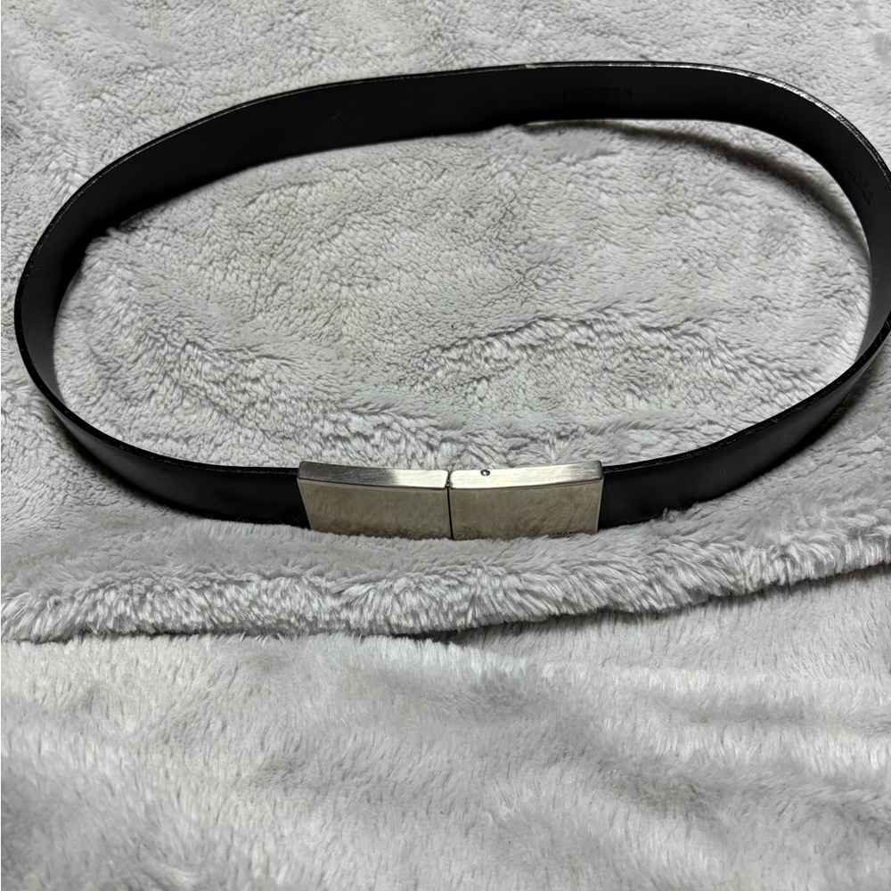 PRADA Elegant Black Belt with Silver Detail